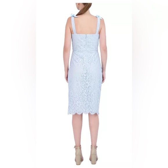 Laundry Shelli Segal Blue Lace Floral Midi Dress 10 NEW Elegant Coquette Wedding - Picture 2 of 5